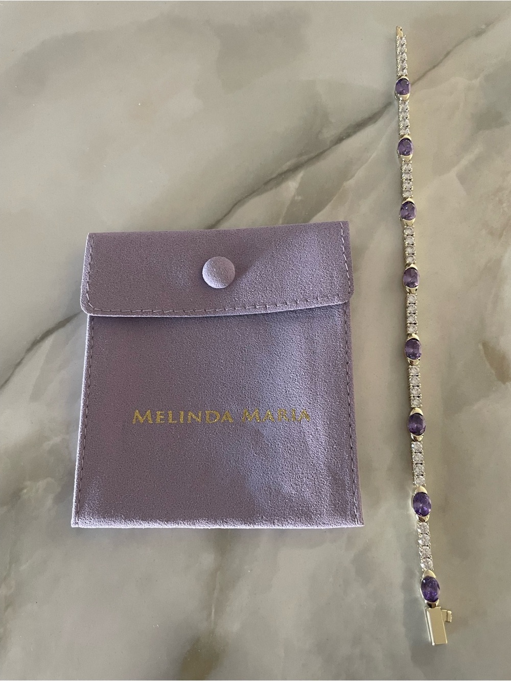 NWT Melinda Maria Gold “The Maven Tennis Bracelet 3mm” - Picture 2 of 8